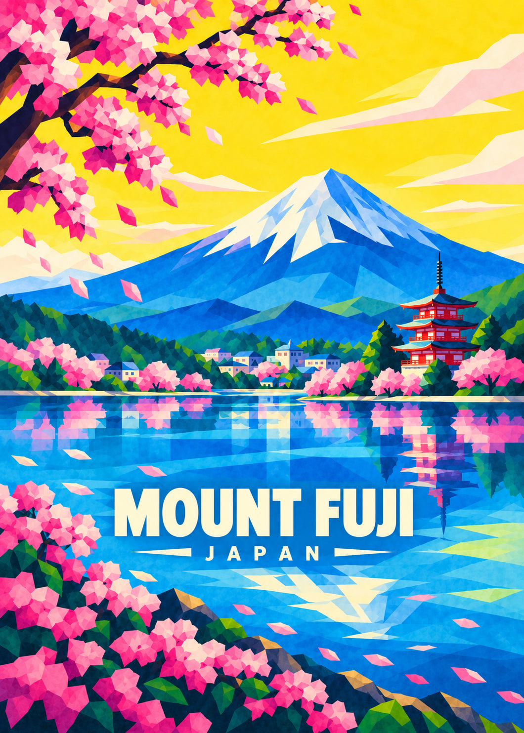 Mount Fuji, Japan – geometrische Reiseillustration