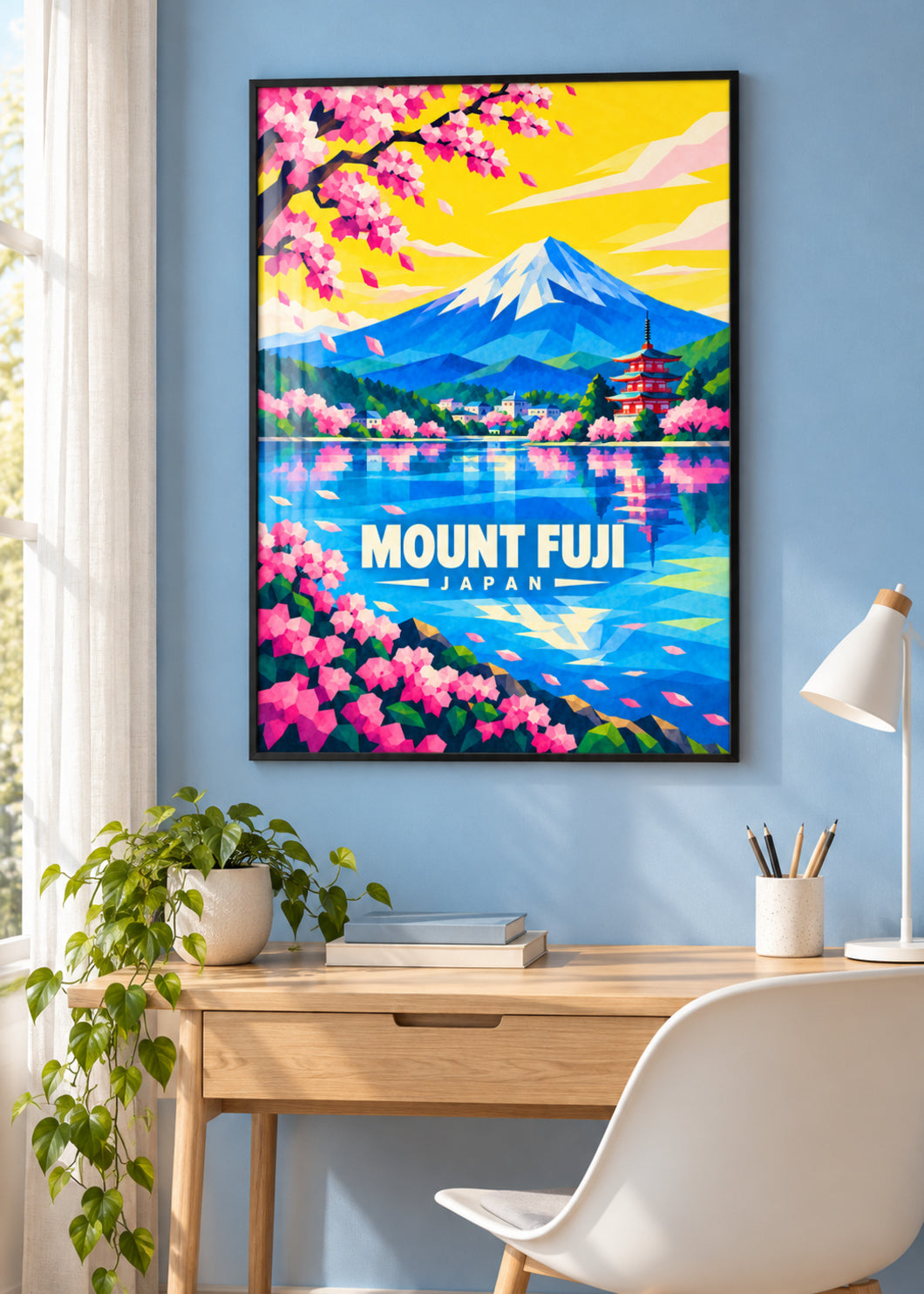 Mount Fuji, Japan – Mockup im schwarzen Rahmen mit Acrylglas