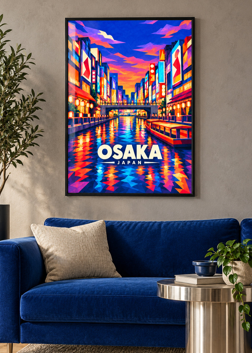 Osaka, Japan – Mockup im schwarzen Rahmen mit Acrylglas