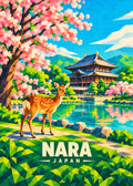 Nara, Japan – geometrische Reiseillustration