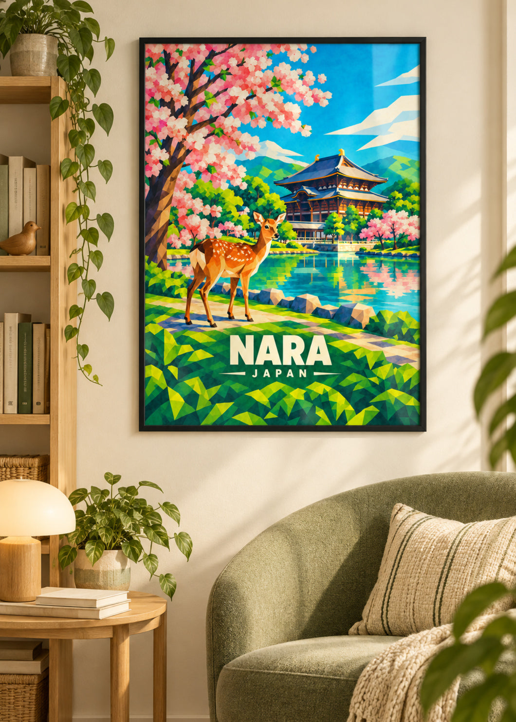 Nara, Japan – Mockup im schwarzen Rahmen mit Acrylglas