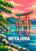 Miyajima, Japan – geometrische Reiseillustration