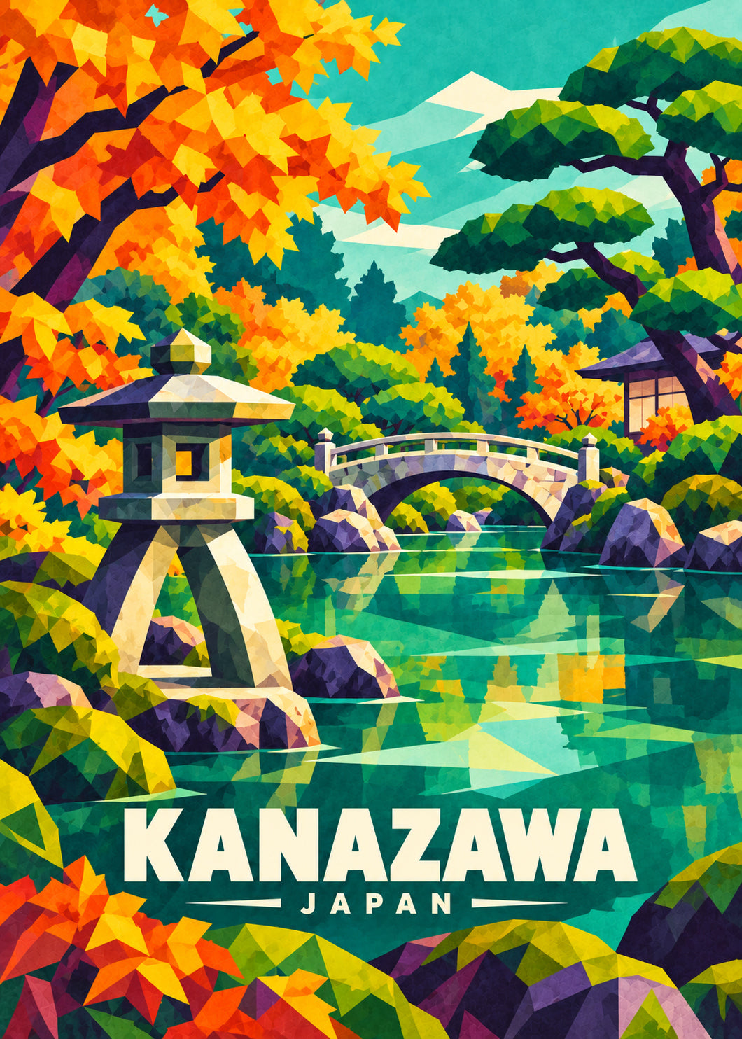 Kanazawa, Japan – geometrische Reiseillustration