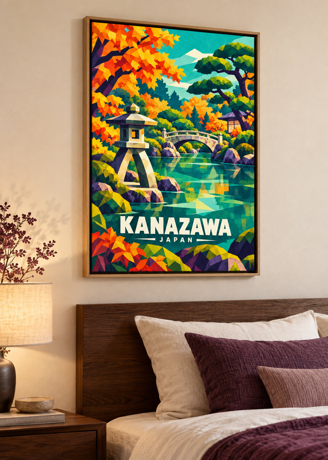Kanazawa, Japan – Mockup als Leinwand im Naturholzrahmen