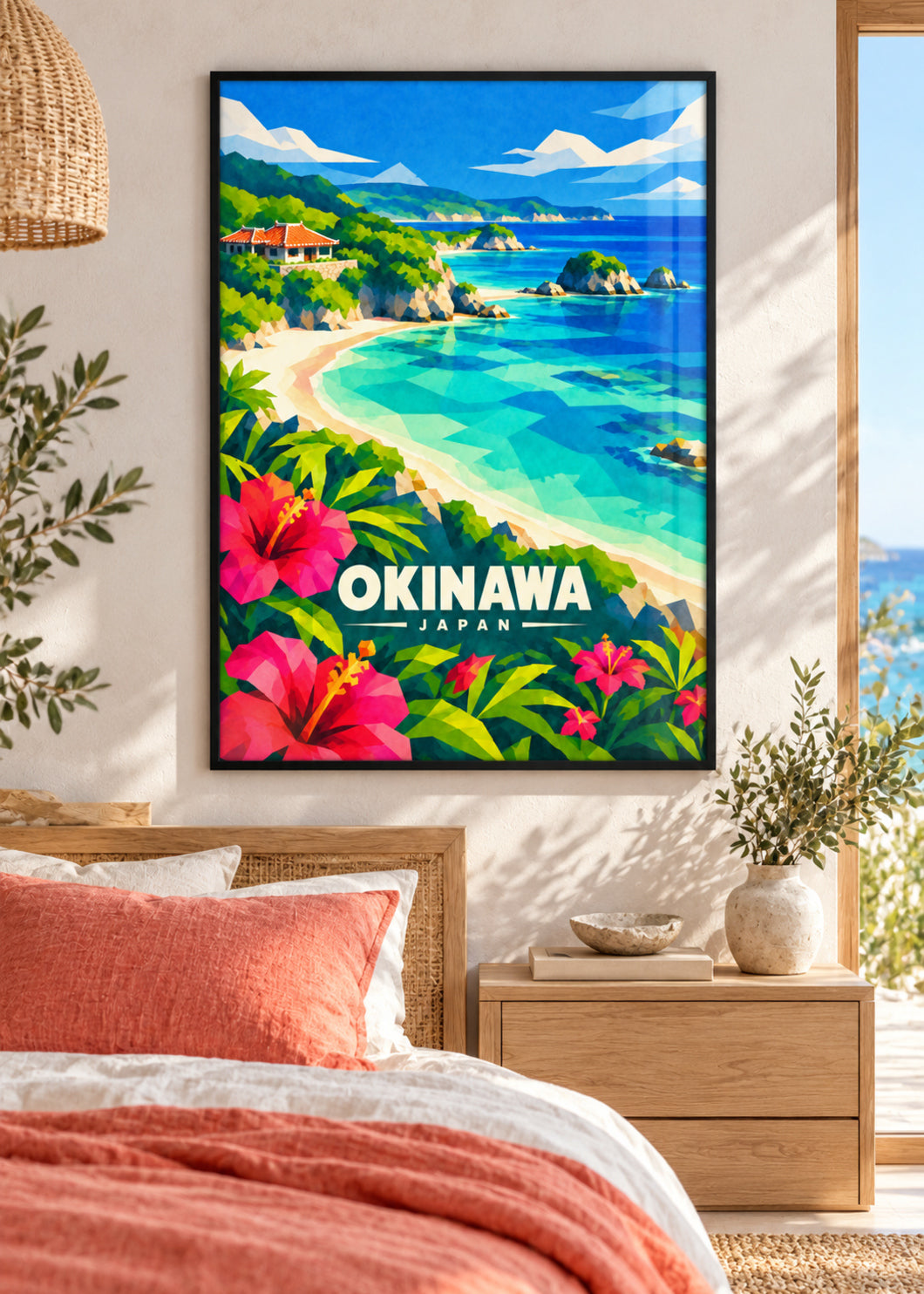 Okinawa, Japan – Mockup im schwarzen Rahmen mit Acrylglas
