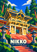 Nikko, Japan – geometrische Reiseillustration