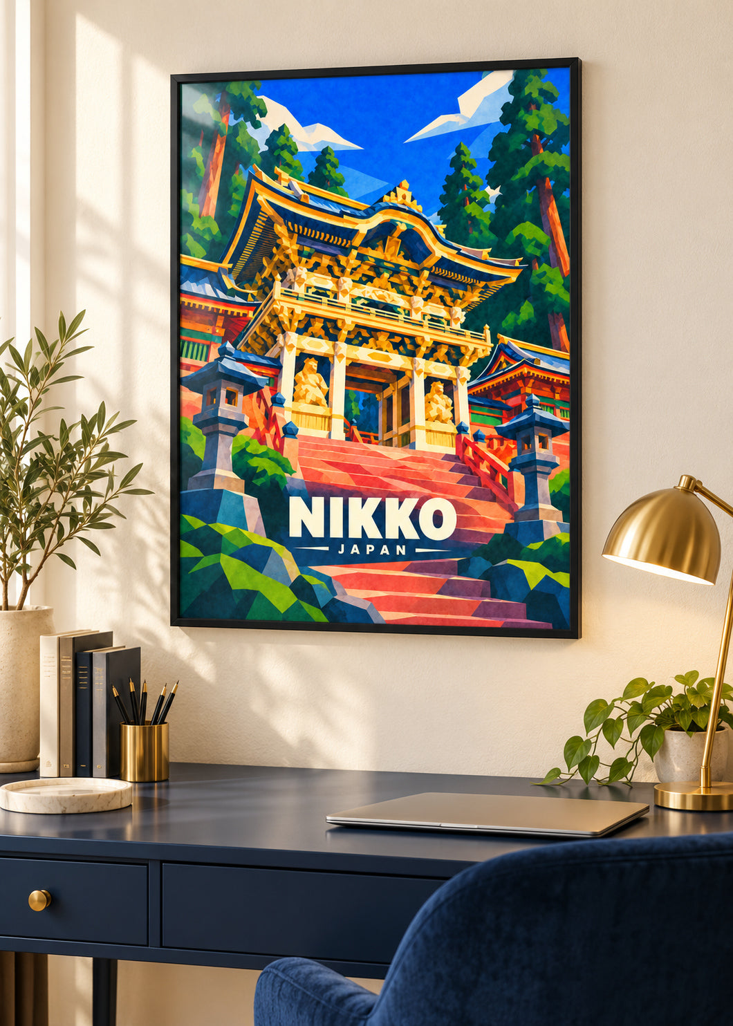 Nikko, Japan – Mockup im schwarzen Rahmen mit Acrylglas