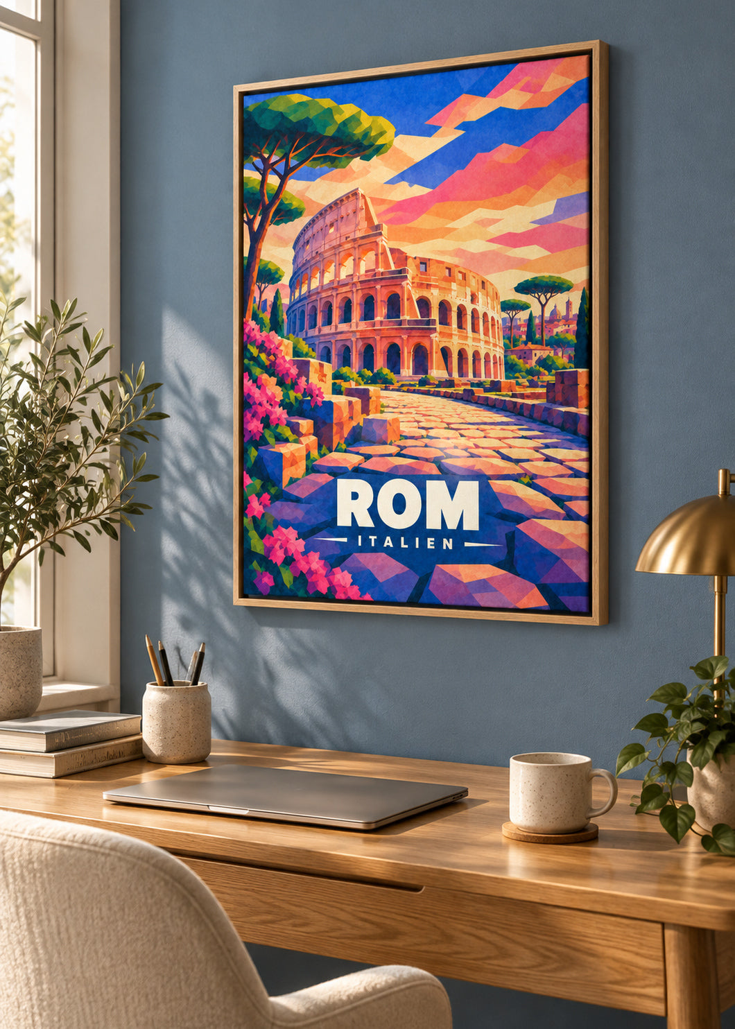 Rom – Leinwand im Naturholz-Schattenfugenrahmen