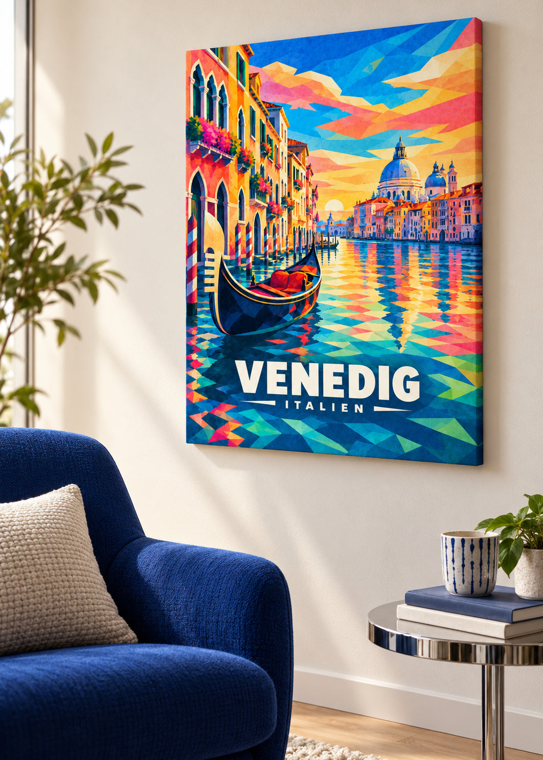 Venedig – Rahmenlose Slim-Leinwand im modernen Raum
