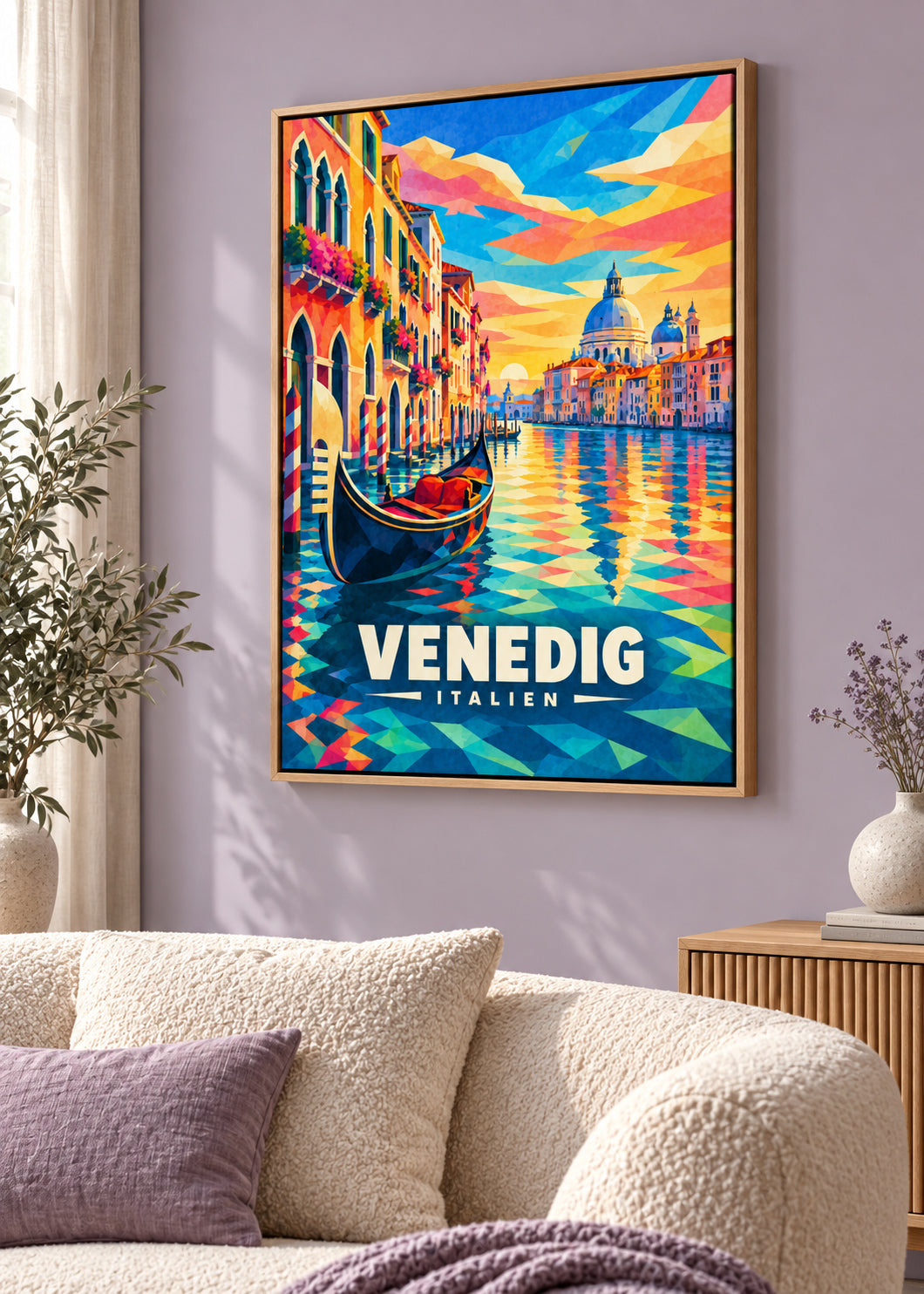 Venedig – Leinwand im Naturholz-Schattenfugenrahmen