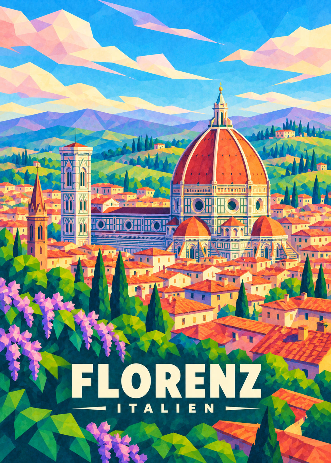 Florenz – Geometrische Ortsillustration mit Ortsname und Landesname