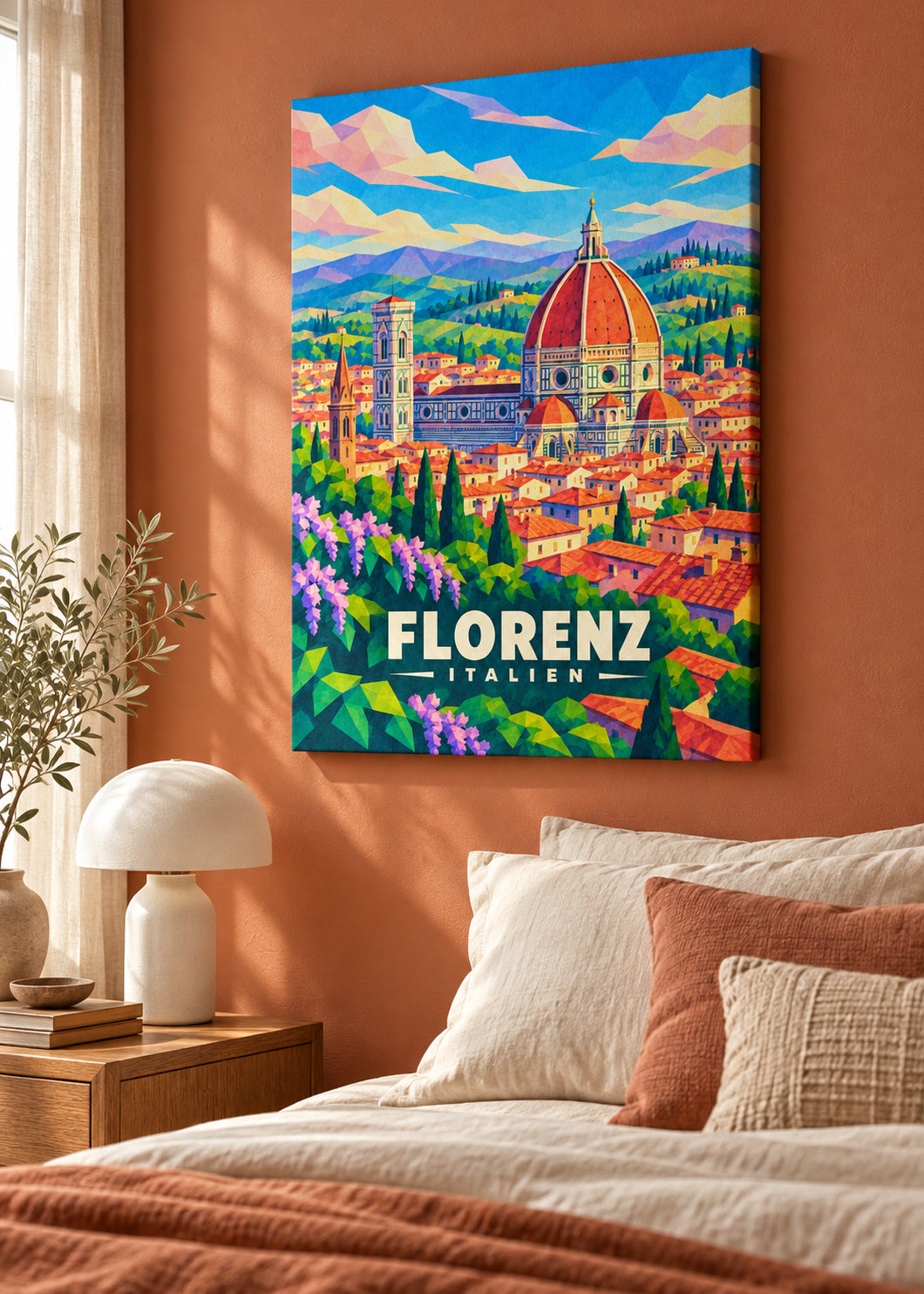 Florenz – Rahmenlose Slim-Leinwand im modernen Raum
