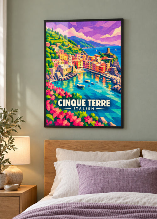 Cinque Terre – Poster im schwarzen Rahmen mit klarer Acrylverglasung