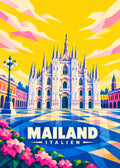 Mailand – Geometrische Ortsillustration mit Ortsname und Landesname