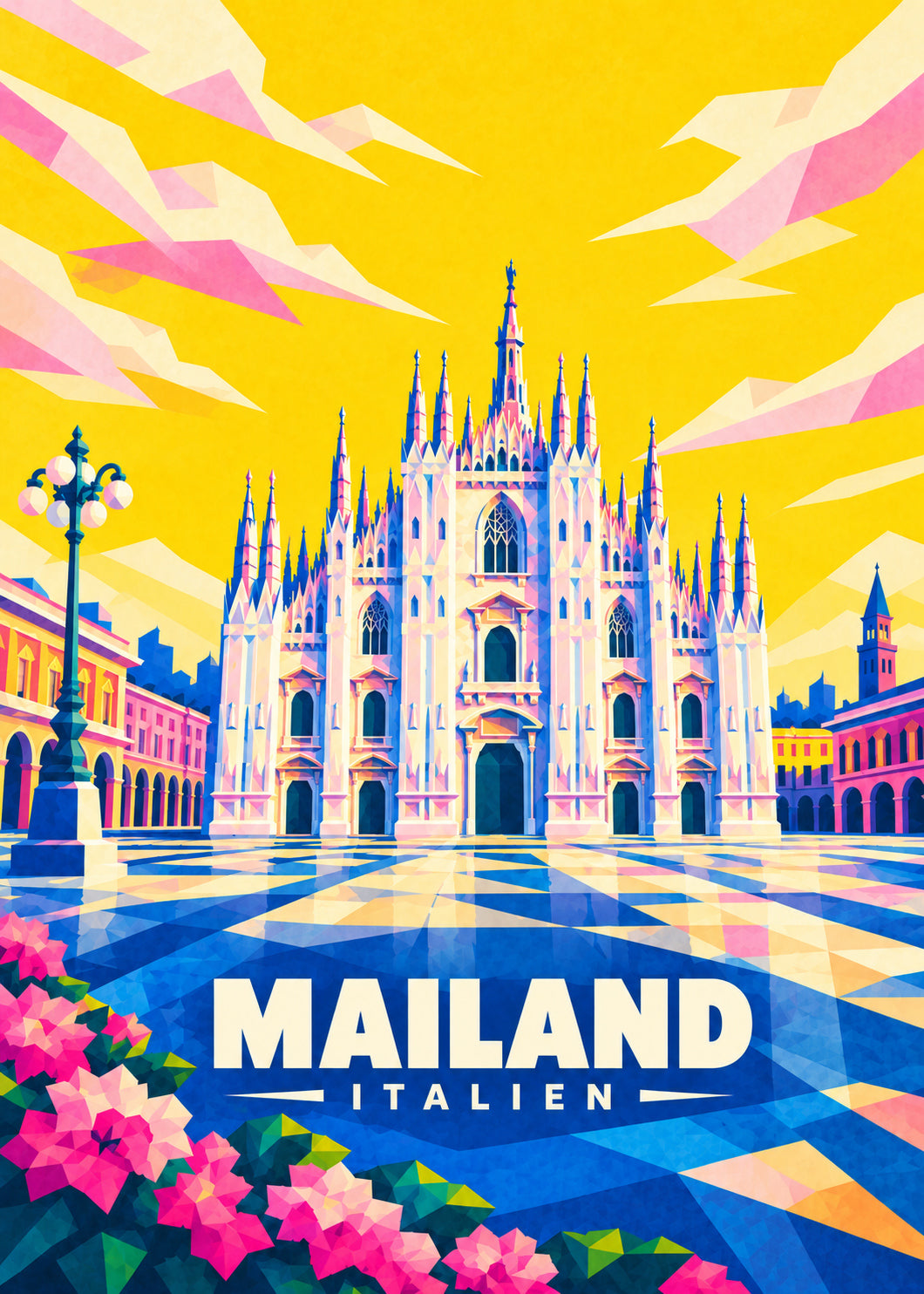 Mailand – Geometrische Ortsillustration mit Ortsname und Landesname