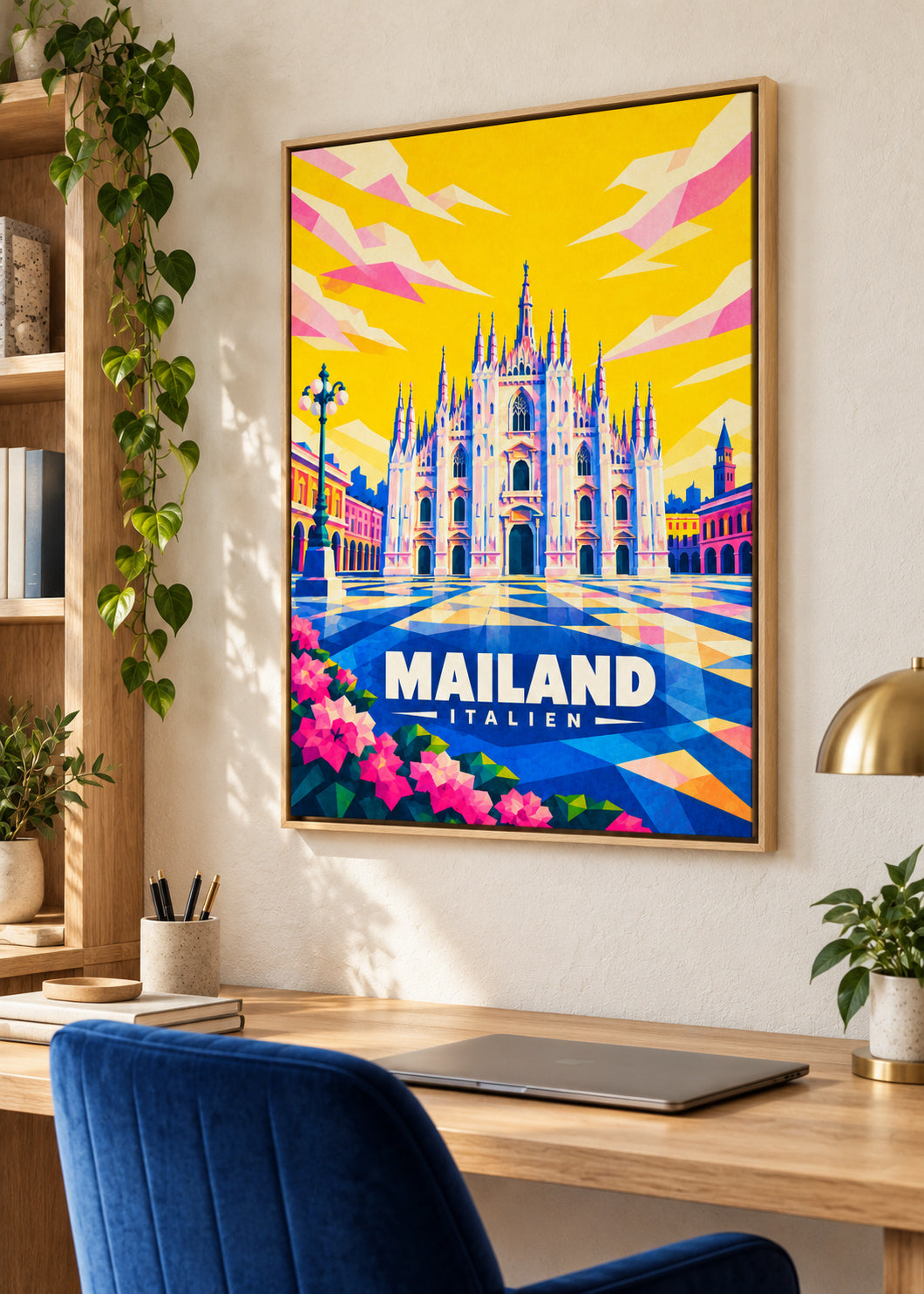 Mailand – Leinwand im Naturholz-Schattenfugenrahmen