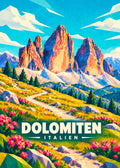 Dolomiten – Geometrische Ortsillustration mit Ortsname und Landesname