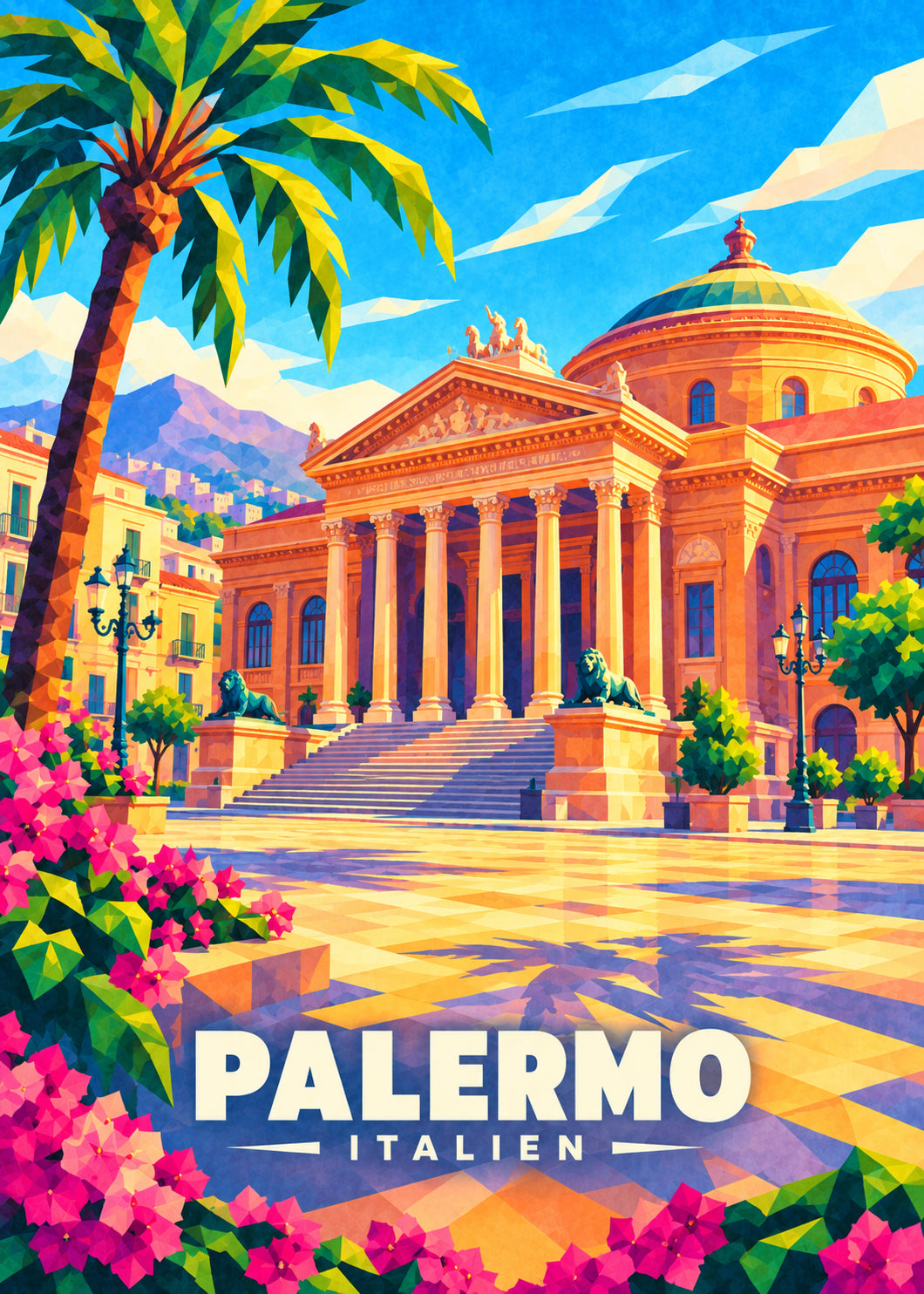 Palermo – Geometrische Ortsillustration mit Ortsname und Landesname