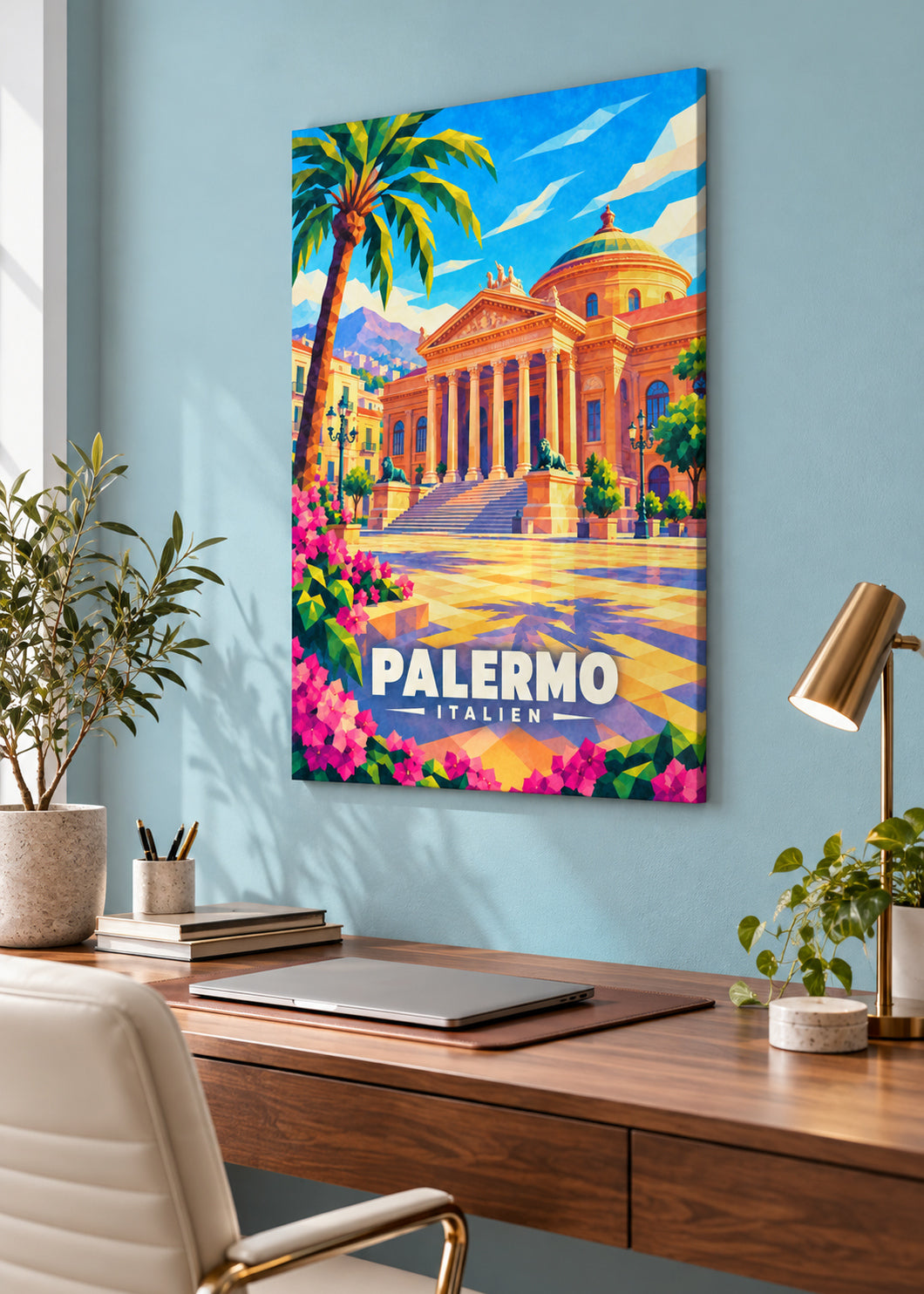Palermo – Rahmenlose Slim-Leinwand im modernen Raum