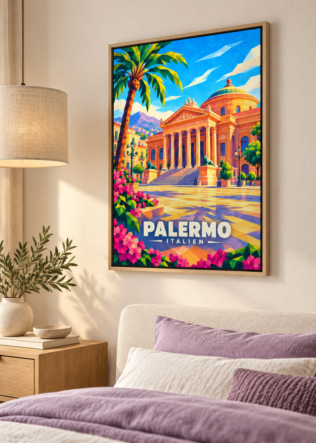 Palermo – Leinwand im Naturholz-Schattenfugenrahmen