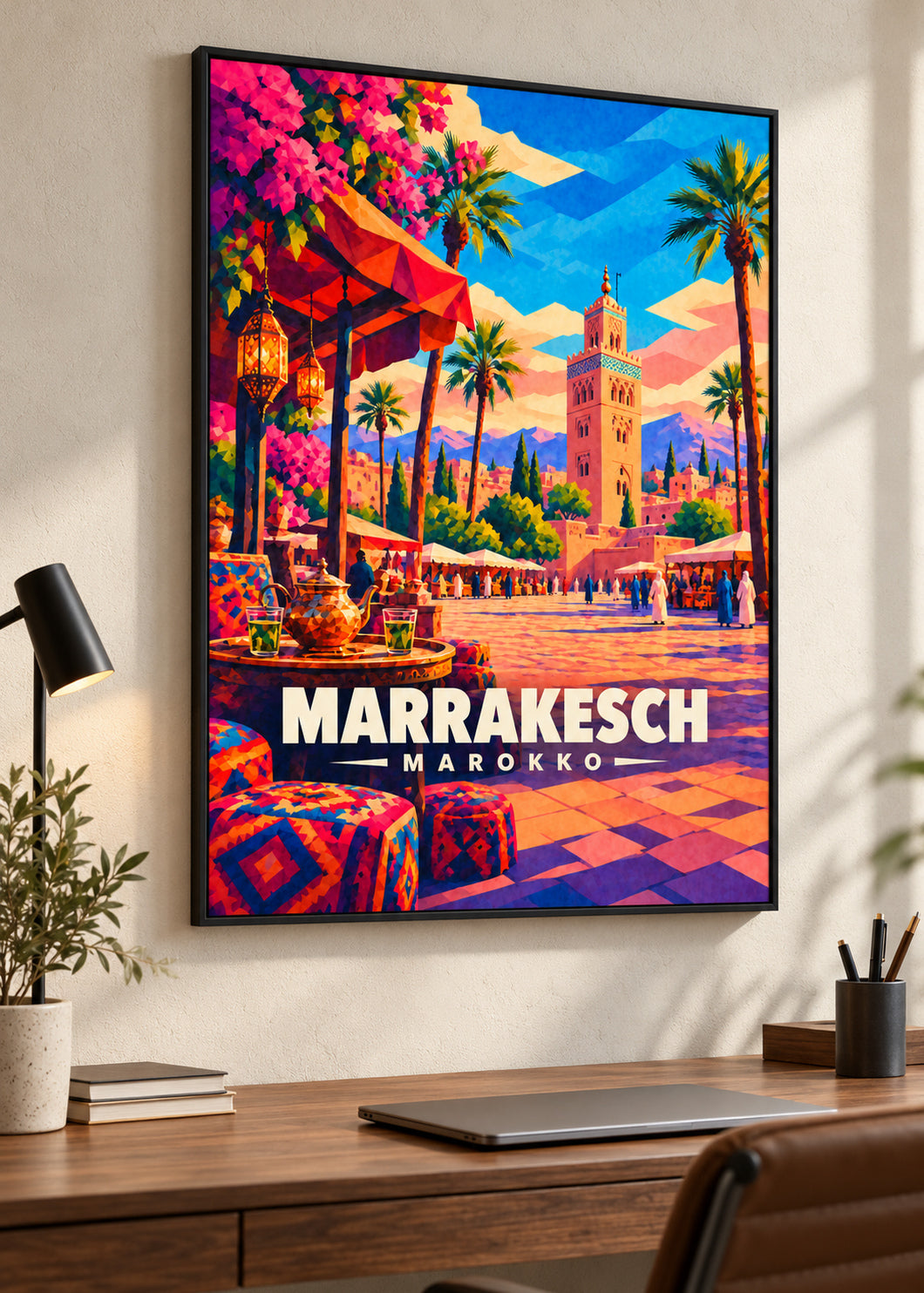Marrakesch – Poster im schwarzen Rahmen mit Acrylglas