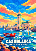 Casablanca, Marokko – geometrische Reiseillustration