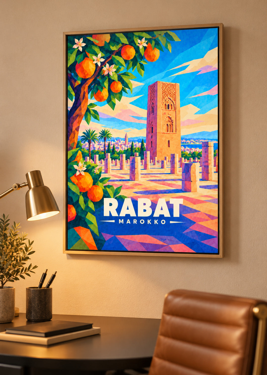 Rabat, Marokko – Leinwand im Naturholz-Schattenfugenrahmen