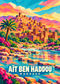 Aït Ben Haddou, Marokko – geometrische Reiseillustration