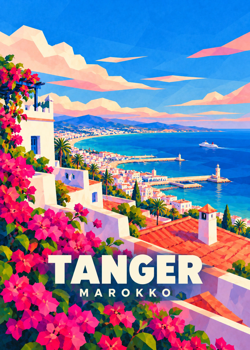 Tanger, Marokko – geometrische Reiseillustration
