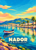 Nador, Marokko – geometrische Reiseillustration