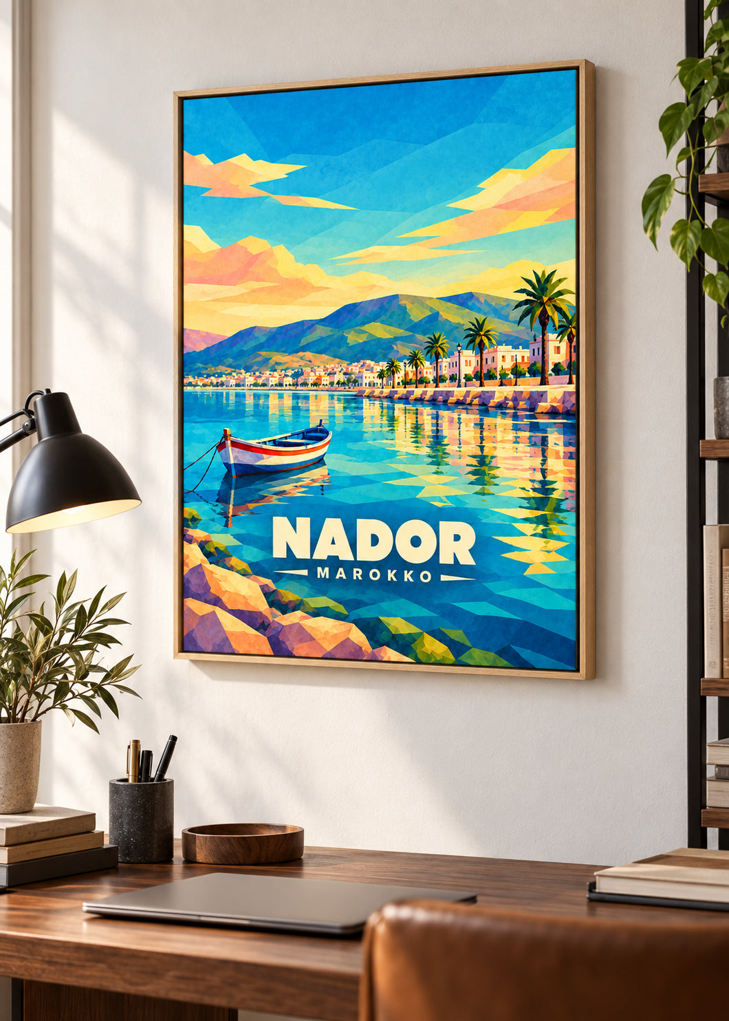 Nador, Marokko – Leinwand im Naturholz-Schattenfugenrahmen