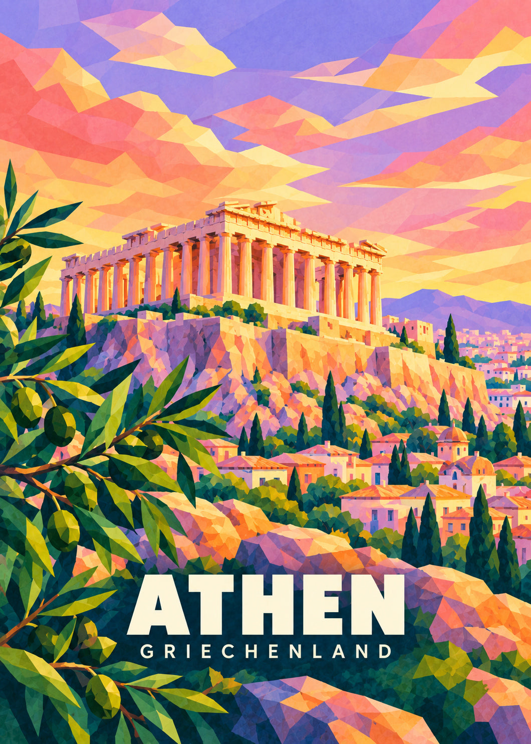 Athen, Griechenland – geometrische Reiseillustration