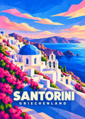 Santorini, Griechenland – geometrische Reiseillustration