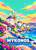 Mykonos, Griechenland – geometrische Reiseillustration