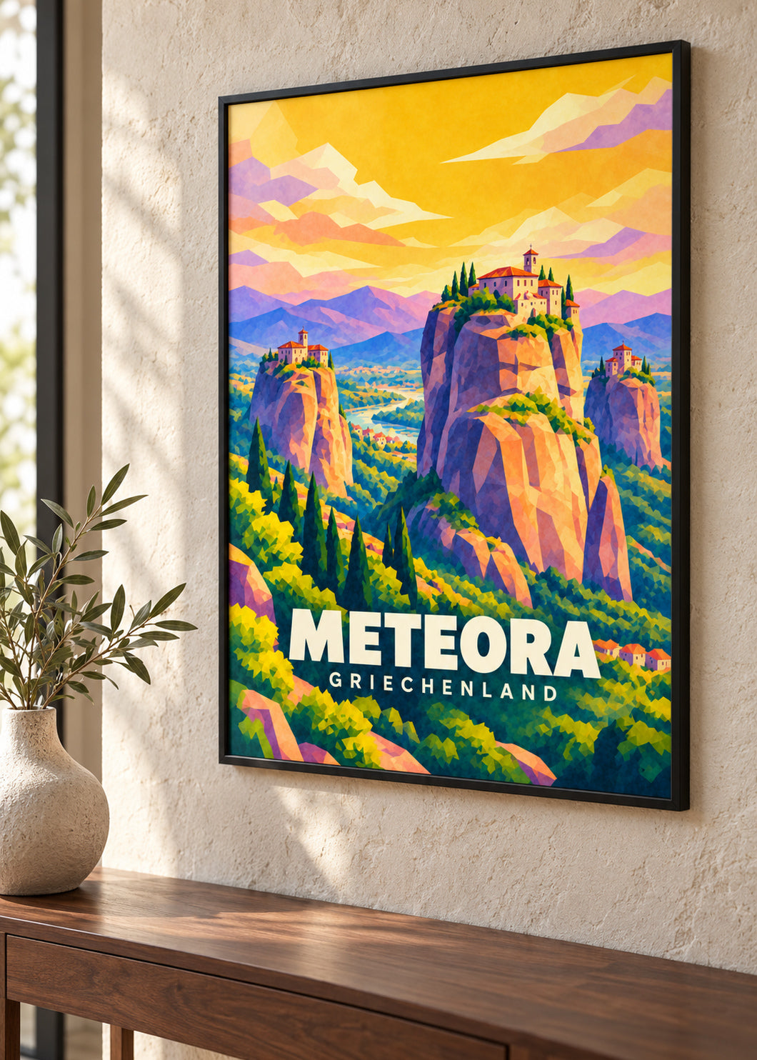 Meteora, Griechenland – schwarzer Rahmen mit Acrylglas