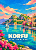 Korfu, Griechenland – geometrische Reiseillustration