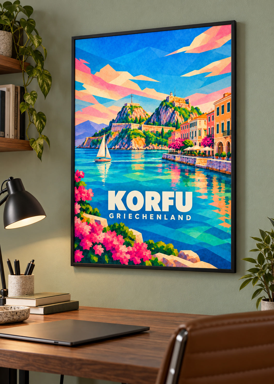 Korfu, Griechenland – schwarzer Rahmen mit Acrylglas