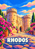 Rhodos, Griechenland – geometrische Reiseillustration