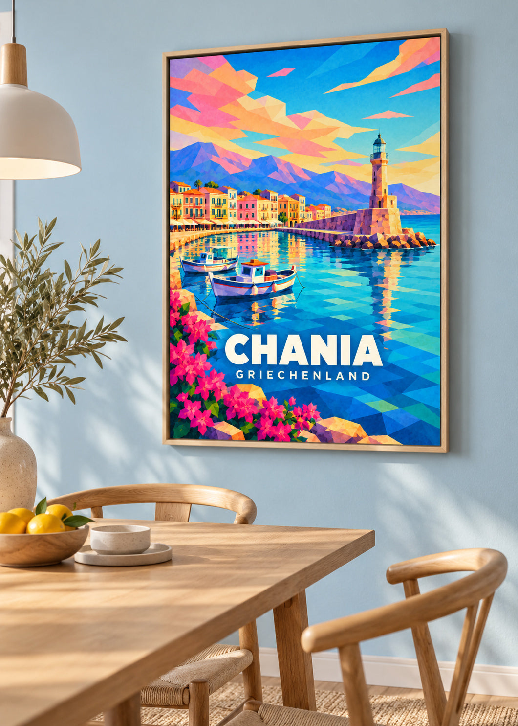 Chania, Griechenland – Leinwand im Naturholz-Schattenfugenrahmen