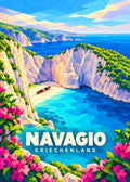 Navagio, Griechenland – geometrische Reiseillustration