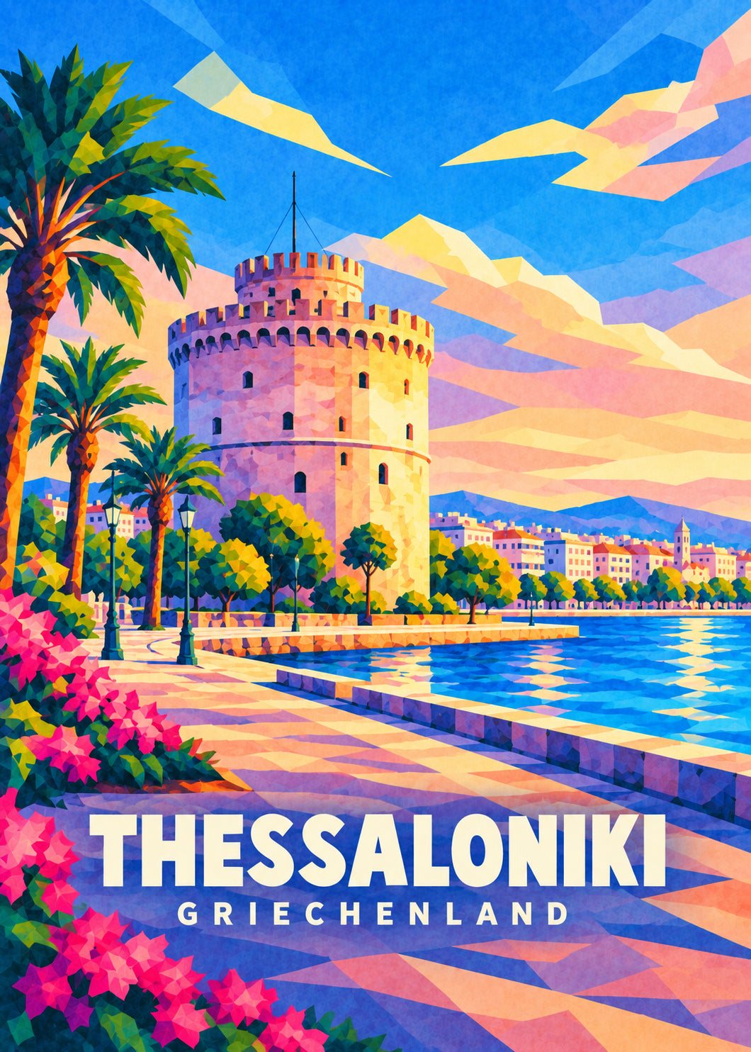 Thessaloniki, Griechenland – geometrische Reiseillustration