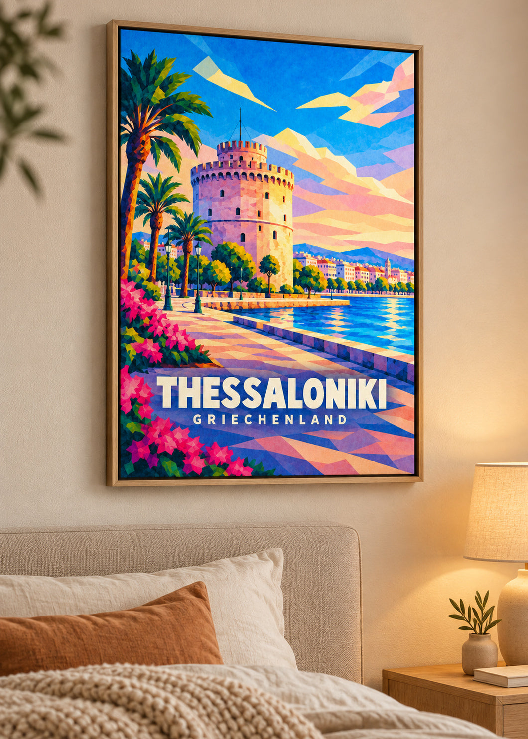 Thessaloniki, Griechenland – Leinwand im Naturholz-Schattenfugenrahmen