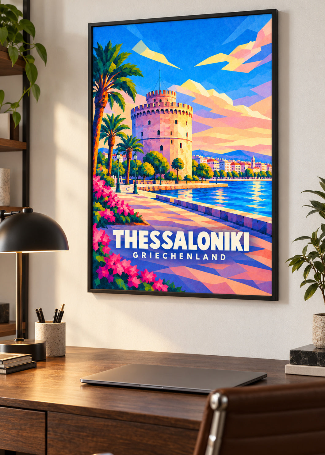 Thessaloniki, Griechenland – schwarzer Rahmen mit Acrylglas