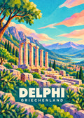 Delphi, Griechenland – geometrische Reiseillustration