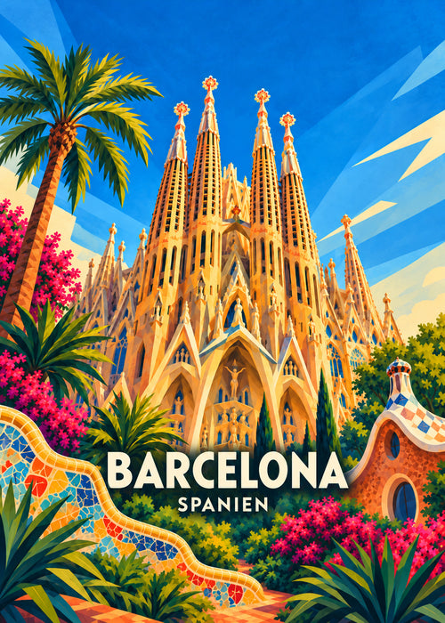 Barcelona – Hauptbild – geometrische Illustration Spanien