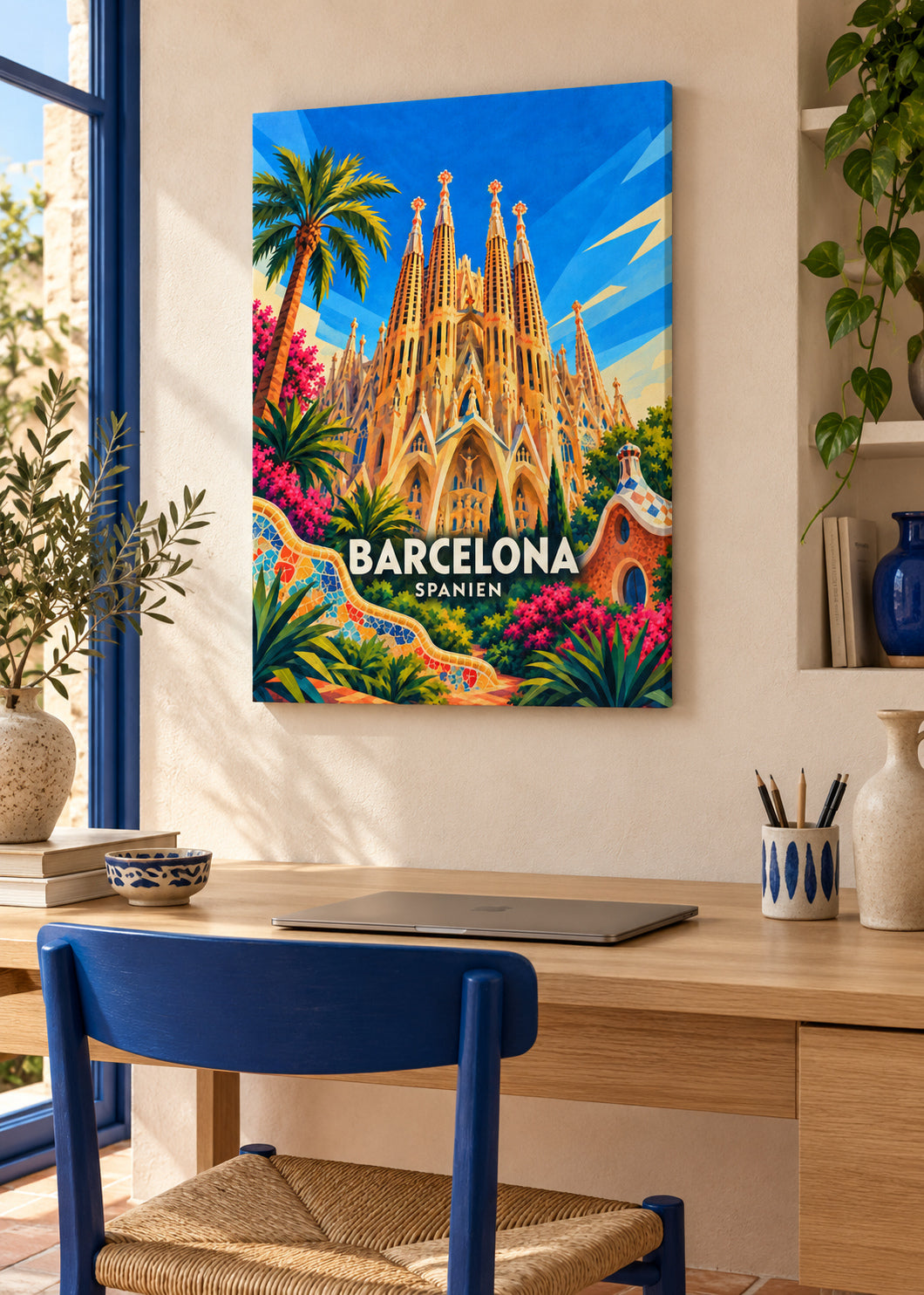 Barcelona – Slim-Leinwand – geometrische Illustration Spanien
