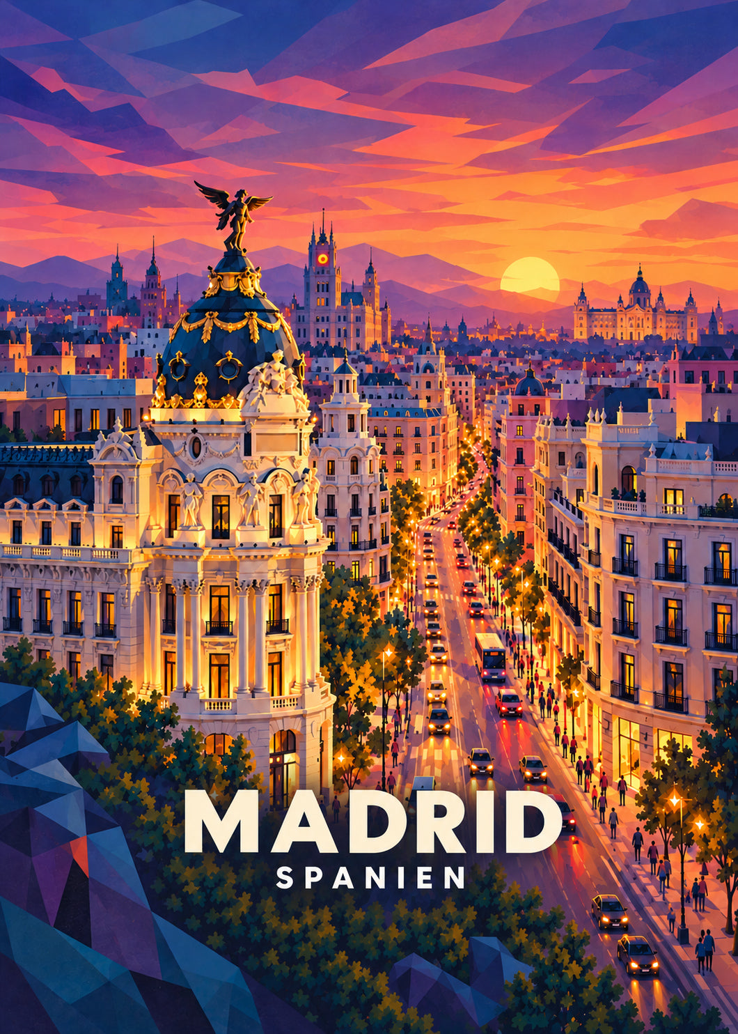 Madrid – Hauptbild – geometrische Illustration Spanien