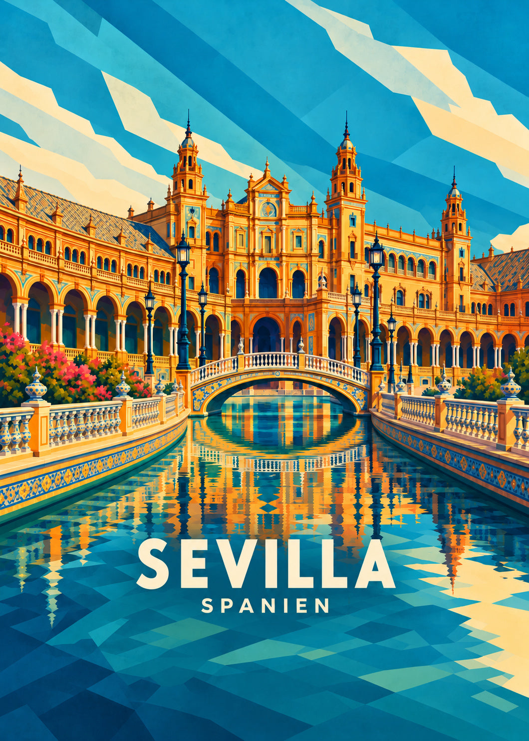 Sevilla – Hauptbild – geometrische Illustration Spanien