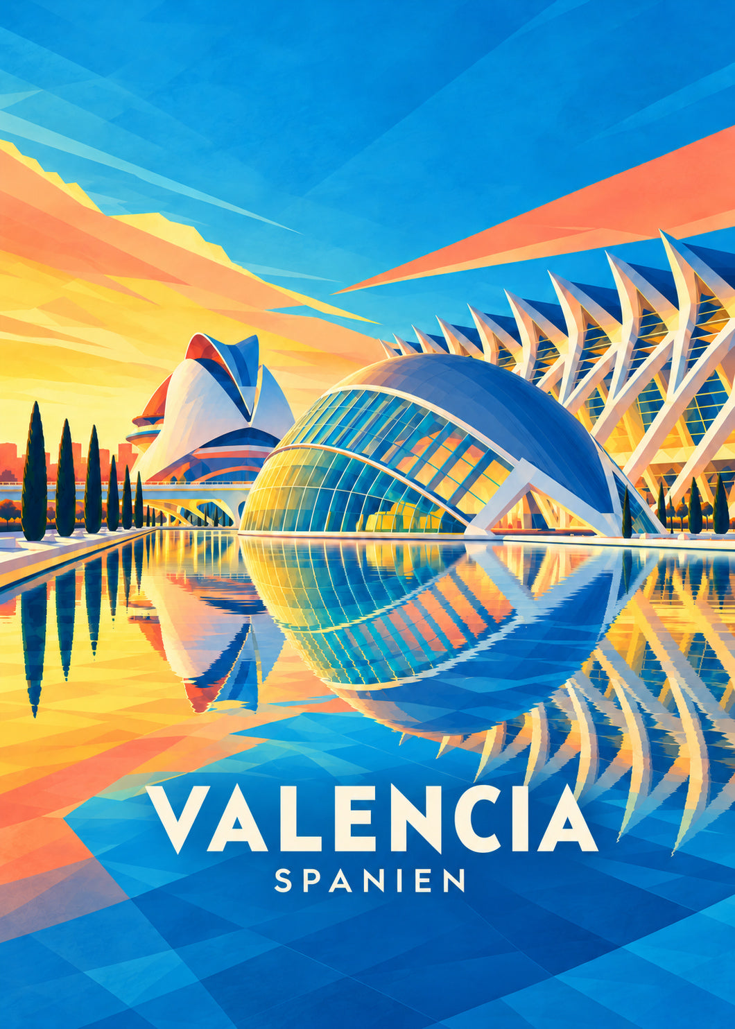 Valencia – Hauptbild – geometrische Illustration Spanien