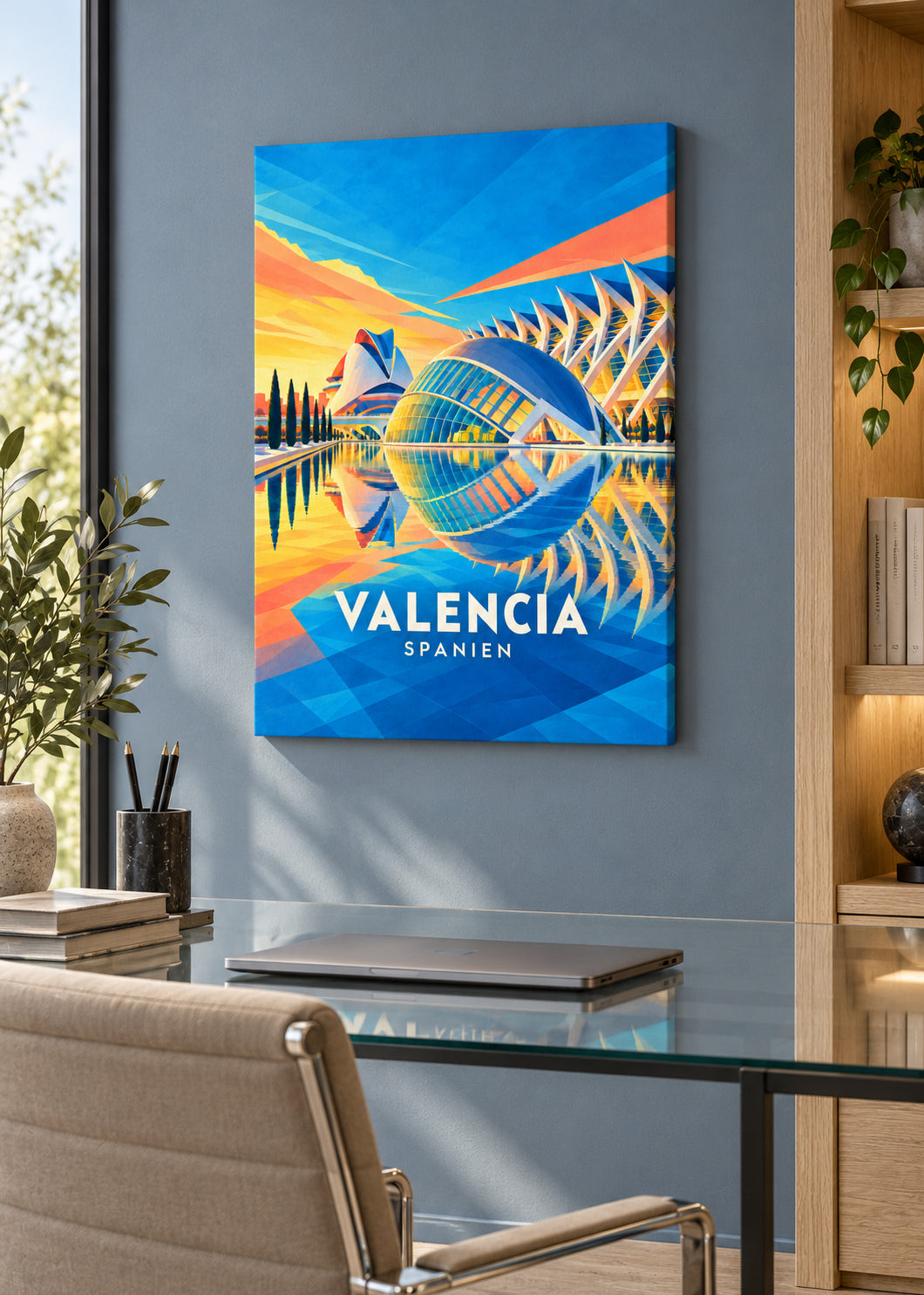 Valencia – Slim-Leinwand – geometrische Illustration Spanien